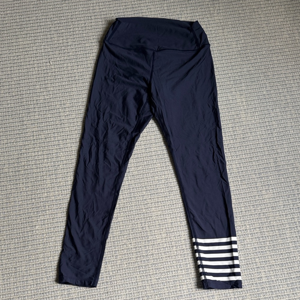 Addison Bay Navy Leggings with White Stripe Cuff